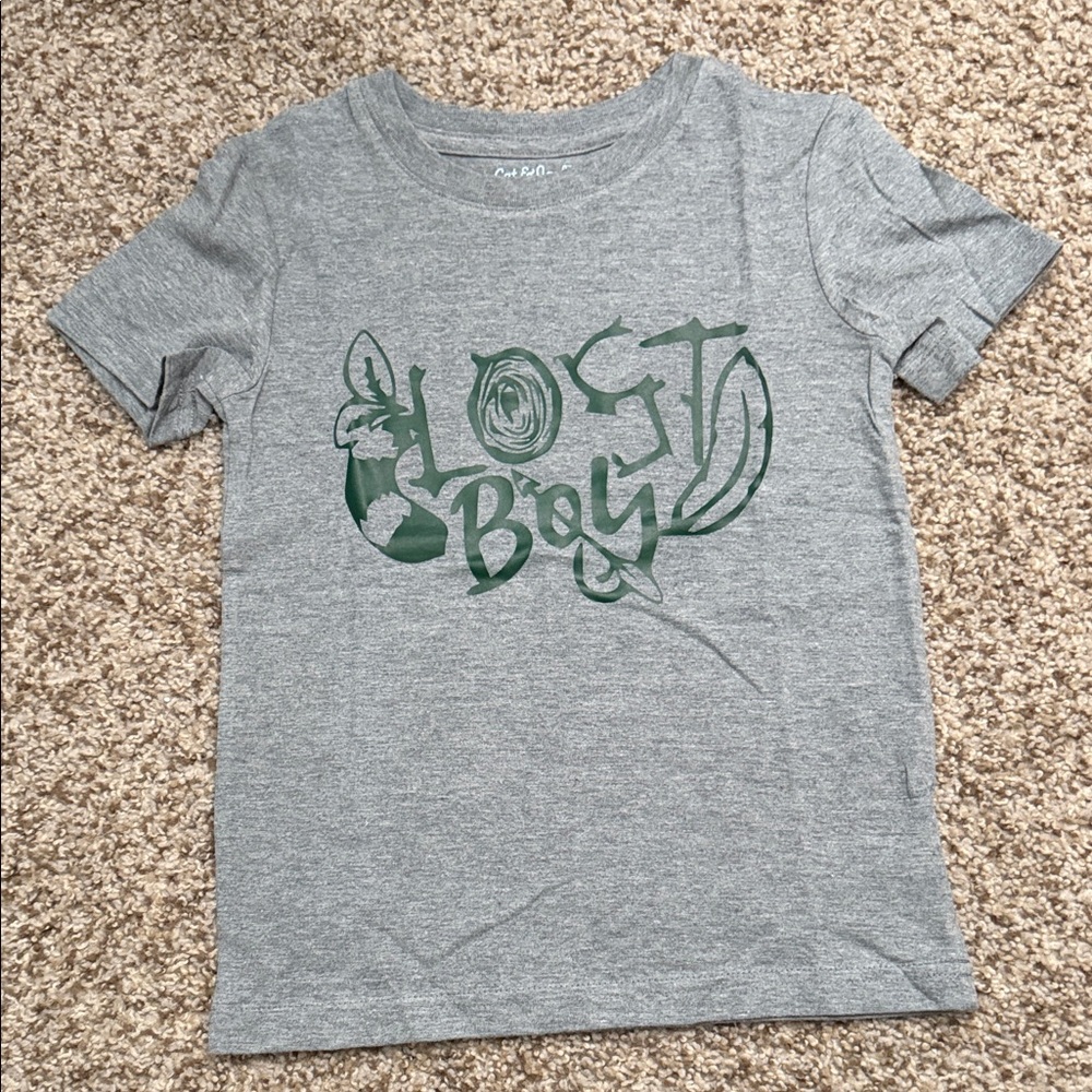 Cat & Jack Gray Tee with Green 'Lost Boy' Graphic